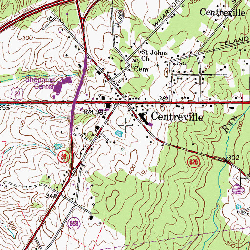 Topographic Map of Old Centreville Crossing Shopping Center, VA