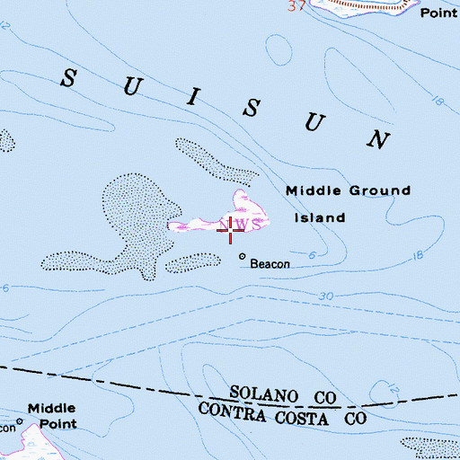 Topographic Map of Middle Ground Island, CA