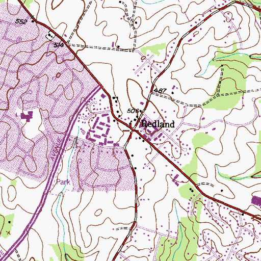 Topographic Map of Red Mill Shopping Center, MD