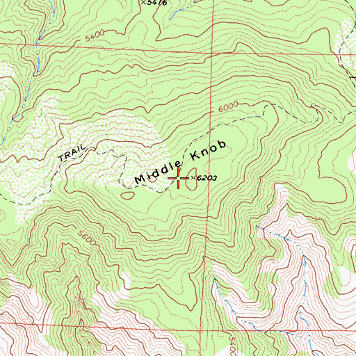 Topographic Map of Middle Knob, CA