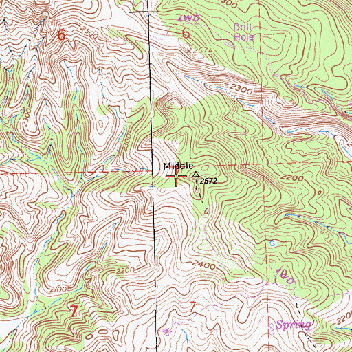 Topographic Map of Middle Mountain, CA