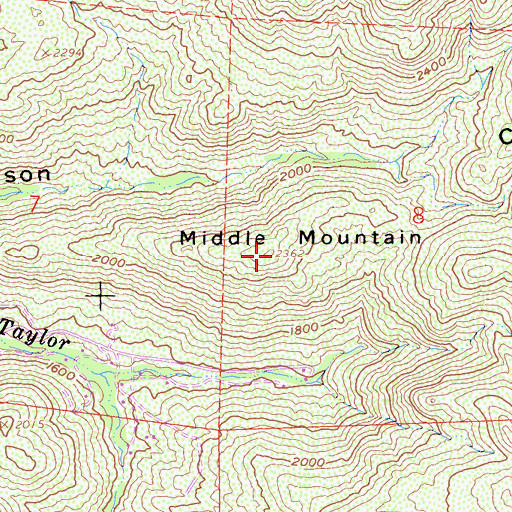 Topographic Map of Middle Mountain, CA