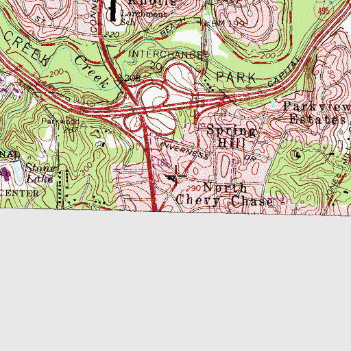 Topographic Map of North Chevy Chase Christian Church, MD