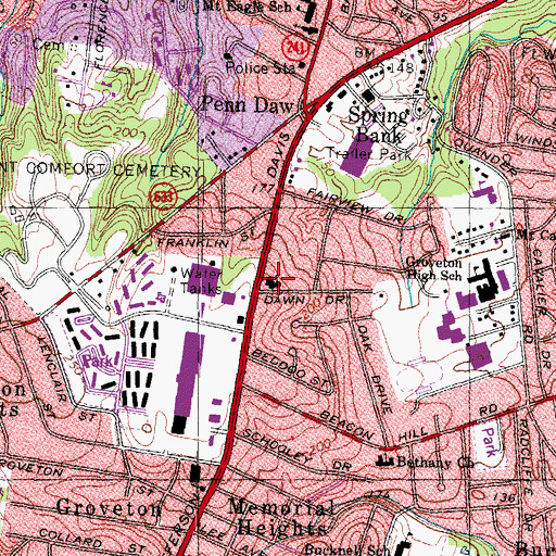 Topographic Map of Primera Iglesia Bautista de Groveton, VA
