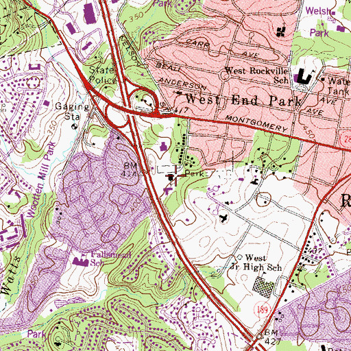 Topographic Map of Rockville Christian Church, MD