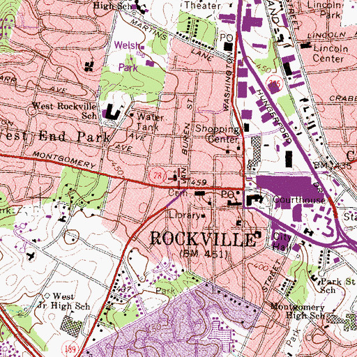 Topographic Map of Rockville Presbyterian Church, MD