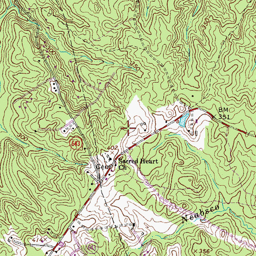 Topographic Map of Sacred Heart Catholic Church, VA