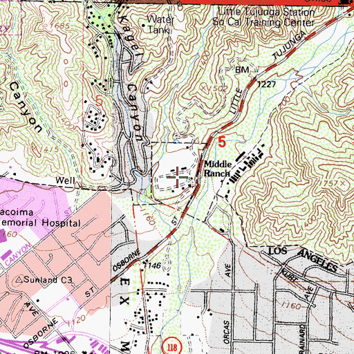 Topographic Map of Middle Ranch, CA