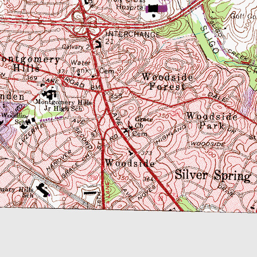 Topographic Map of Grace Episcopal Day School, MD