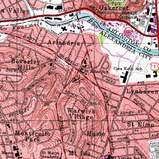 Topographic Map of Grace Episcopal School, VA