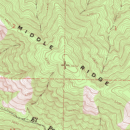 Topographic Map of Middle Ridge, CA