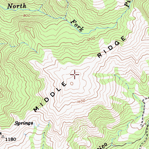 Topographic Map of Middle Ridge, CA