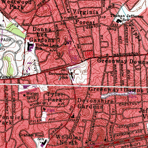 Topographic Map of Graham Road Elementary School, VA