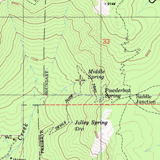 Topographic Map of Middle Spring, CA