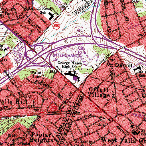 Topographic Map of Mary Ellen Henderson Middle School, VA