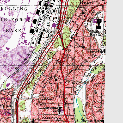 Topographic Map of Nia Community Primary Charter School, DC