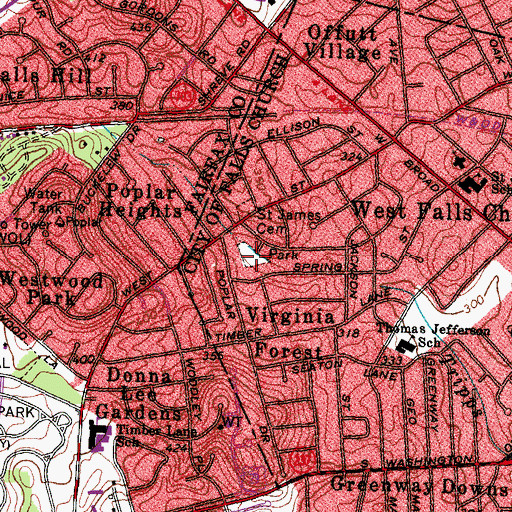 Topographic Map of Roberts Park, VA