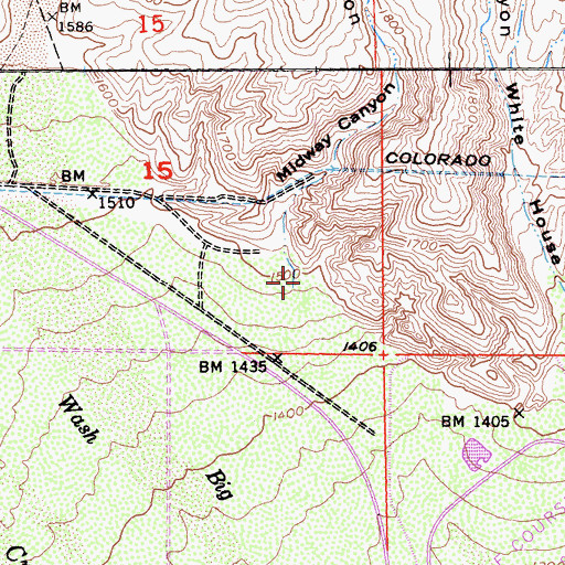 Topographic Map of Midway Canyon, CA