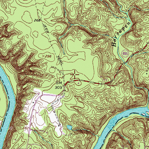 Topographic Map of Berry Hill Estates, VA