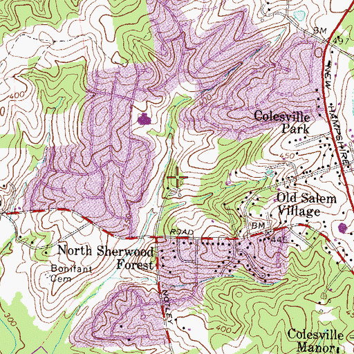 Topographic Map of Bonifant Village, MD