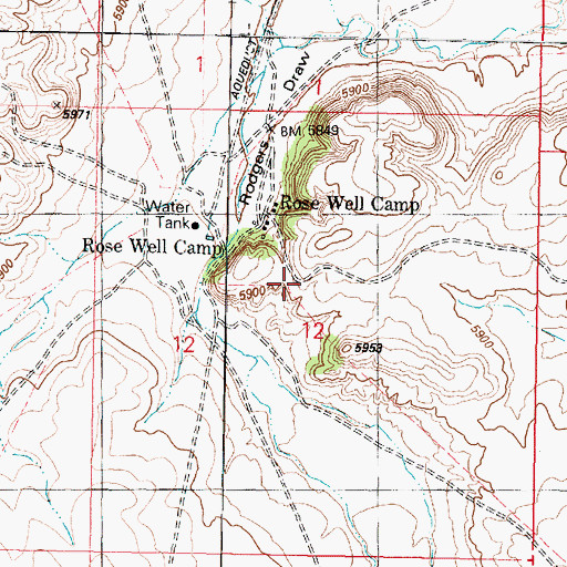 Topographic Map of Rose Well Camp, AZ