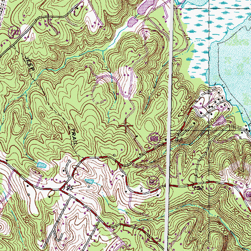 Topographic Map of Bowers, VA