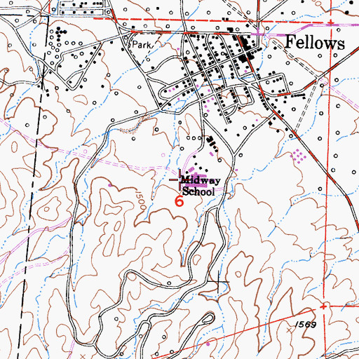 Topographic Map of Midway Elementary School, CA