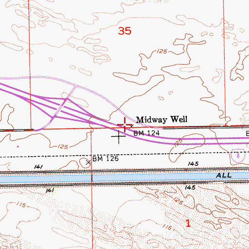 Topographic Map of Midway Well, CA