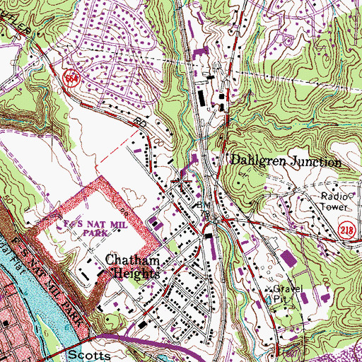 Topographic Map of Chatham Village, VA