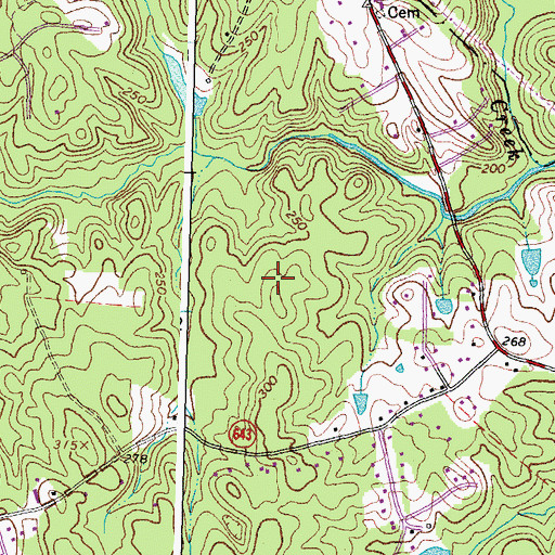 Topographic Map of Cherry Hill Estates, VA
