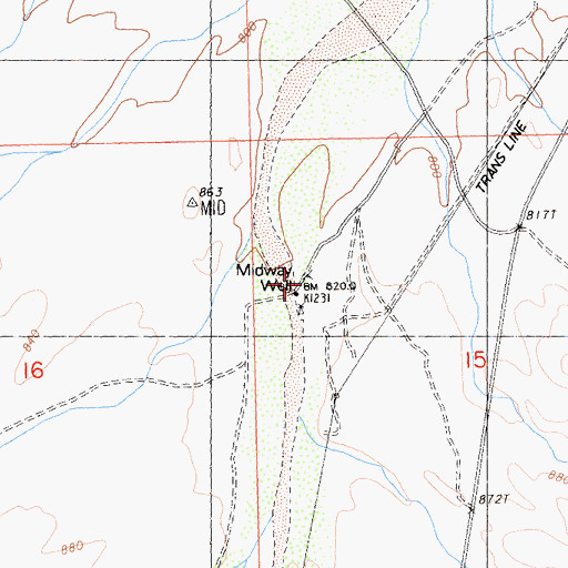 Topographic Map of Midway Well, CA