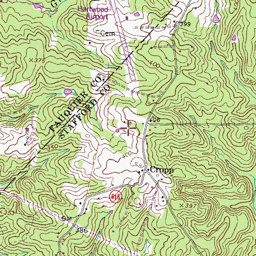 Topographic Map of Cropp Road Estates, VA