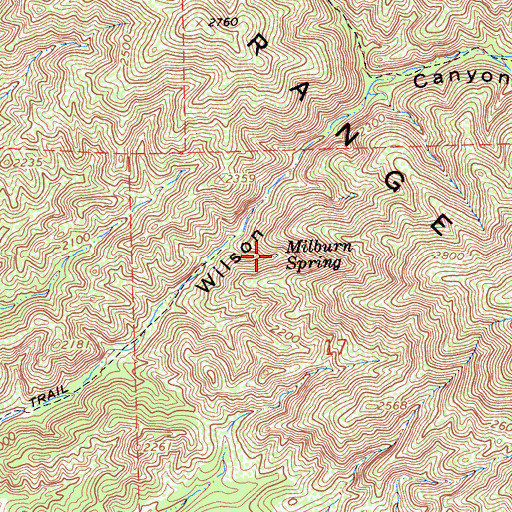 Topographic Map of Milburn Spring, CA
