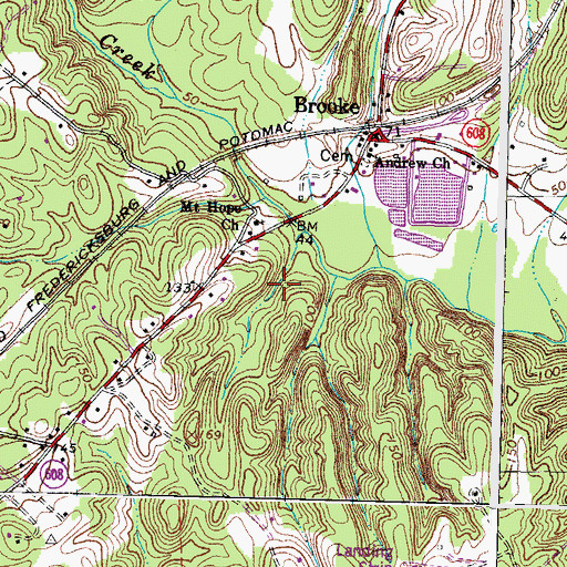 Topographic Map of Estates of Brooke, VA