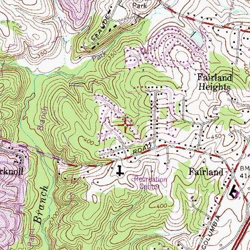Topographic Map of Fairland Estates, MD