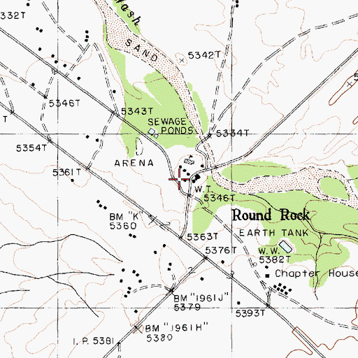 Topographic Map of Round Rock, AZ