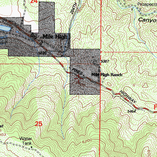 Topographic Map of Mile High Ranch, CA