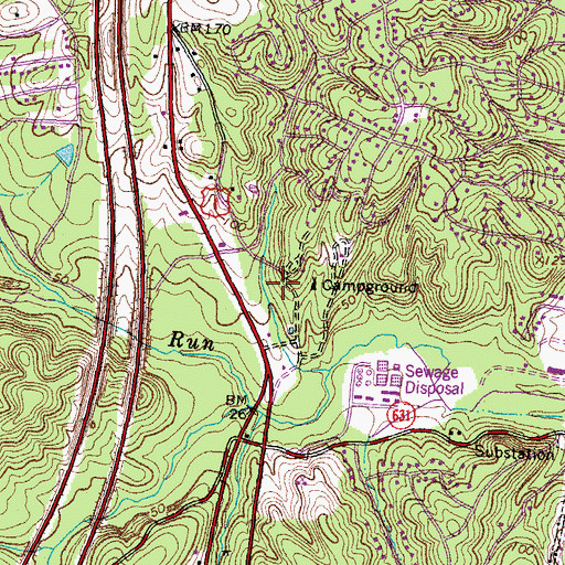 Topographic Map of Foreston Woods North, VA
