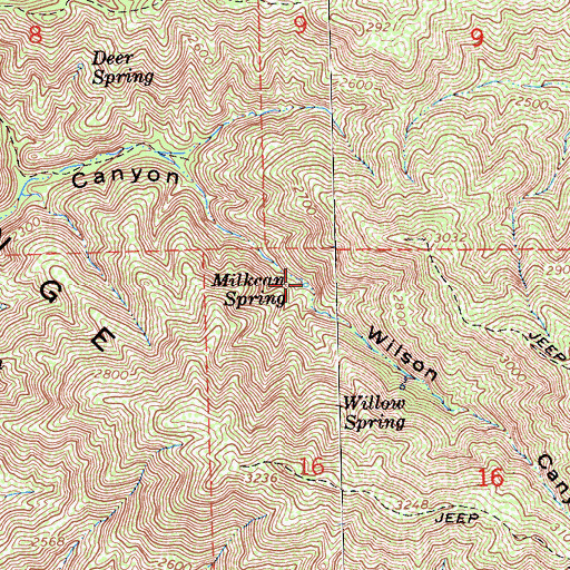 Topographic Map of Milkcan Spring, CA