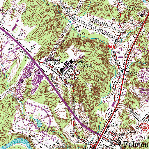 Topographic Map of High School Heights, VA