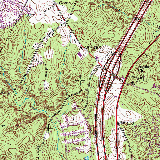 Topographic Map of Hollymead, VA