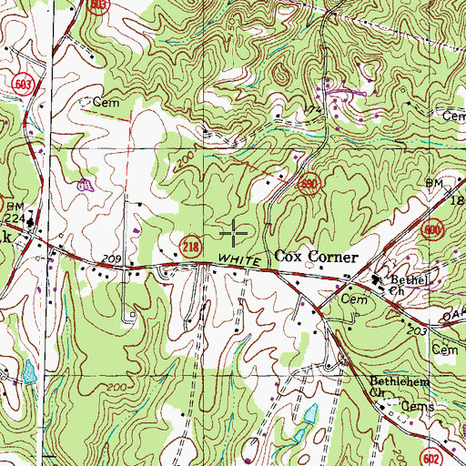 Topographic Map of Howes Bluff, VA