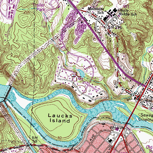 Topographic Map of Ingleside, VA