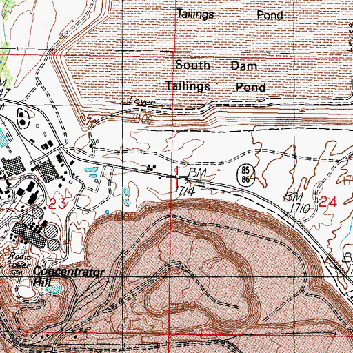 Topographic Map of Rowood, AZ