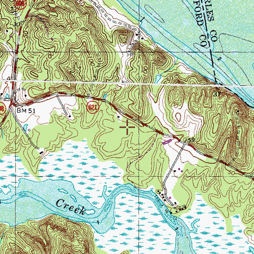 Topographic Map of Lyons Den, VA