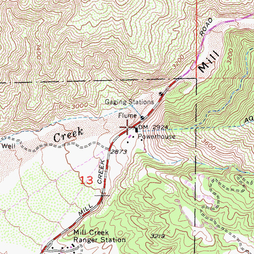 Topographic Map of Mill Creek Canyon, CA