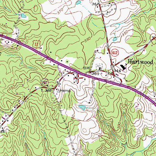 Topographic Map of Mansefield, VA