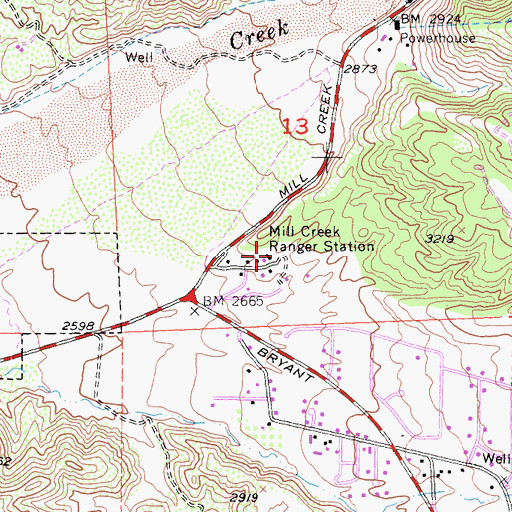 Topographic Map of Mill Creek Ranger Station, CA