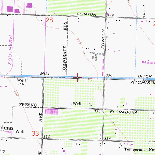 Topographic Map of Mill Ditch, CA