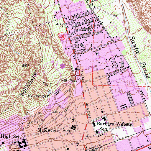 Topographic Map of Mill Park, CA